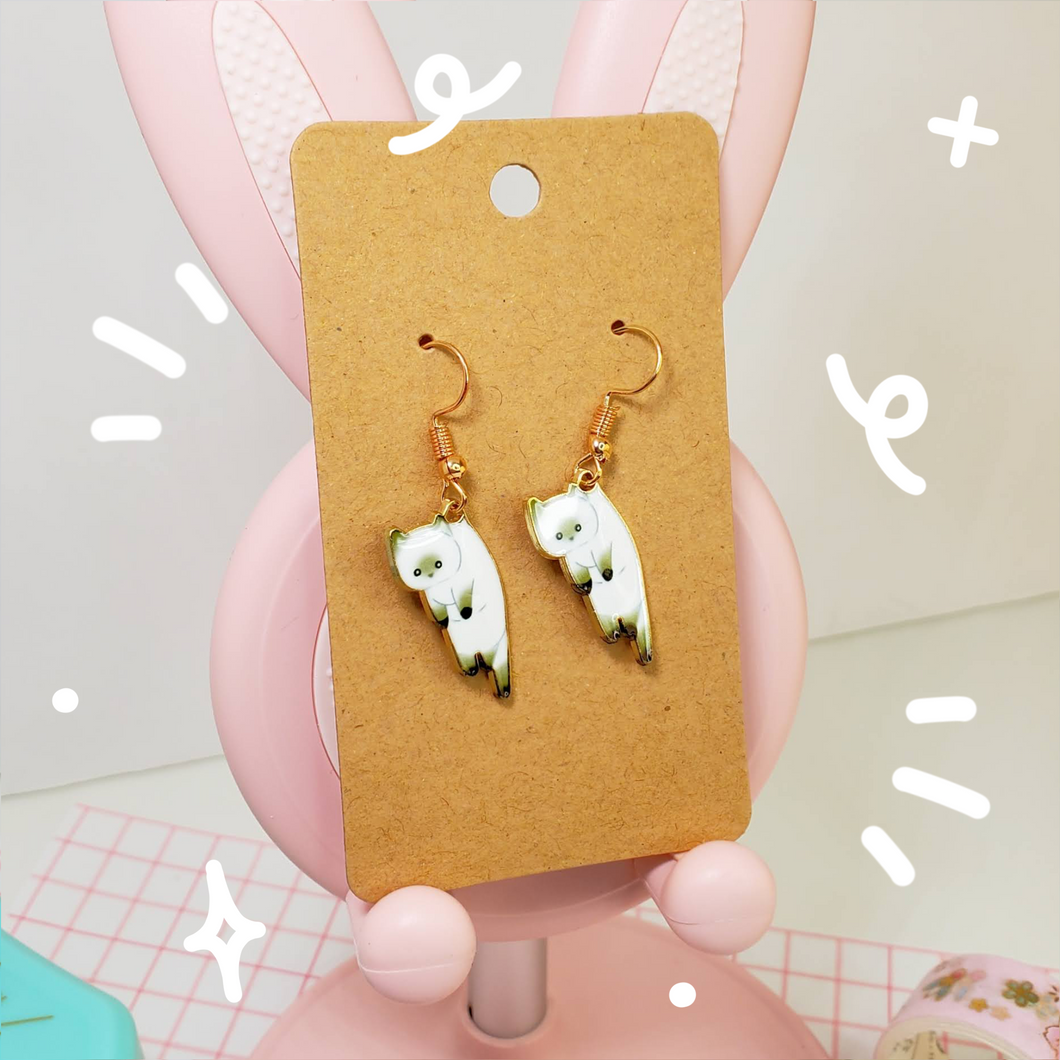 White Cat Earrings